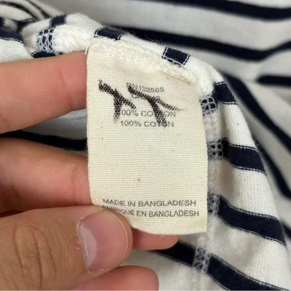 GREY STATE COASTAL TEE BLUE WHITE STRIPED LONG SLEEVE BLOUSE SIZE 1 SMALL - Picture 3 of 6